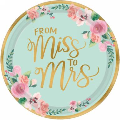 Wedding  Mint to Be 26cm Round Metallic Plates x 8 Image 1