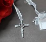 Diamante Cross Bridal Charm with Mini Heart image