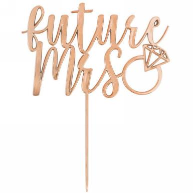 Wedding  Future Mrs Rose Gold Hens Cake Topper Image 1