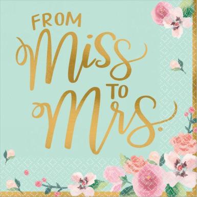 Wedding  From Miss to Mrs Bridal Shower Napkins x 16 Image 1