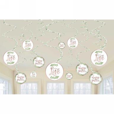 Wedding  Loves and Leaves Hanging Decorations x 12 Image 1
