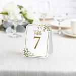 Set of 30 Table Number Tent Cards in White & Gold - Lillian Rose image