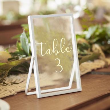 Wedding  Standing Frame - White Metal and Glass Image 1