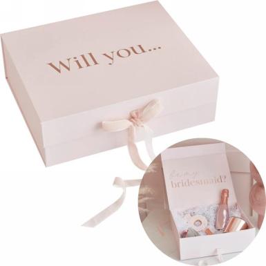 Wedding  Bridesmaid Proposal Box - Blush with Rose Gold Foil Image 1