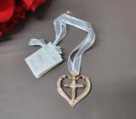 Diamante Cross Heart Charm - Gold image