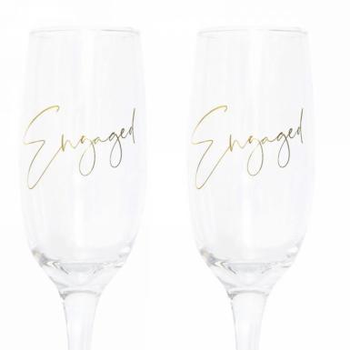 Wedding  Engaged Champagne Flutes - Gold Image 1