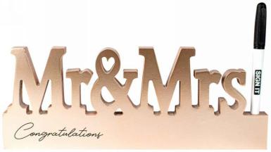 Wedding  Mr and Mrs Signature Block with Pen - Rose Gold Image 1