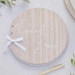 Round Wooden Guest Book Ginger Ray image
