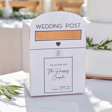 Wedding  White Post Box - Cardboard Wishing Well Image 1