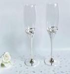 Champagne Flutes with Double Hearts Design image