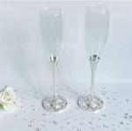 Champagne Flutes with Diamante Heart Pattern Foot image