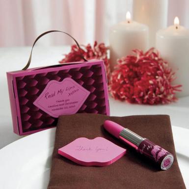 Wedding  "Read My Lips" Lipstick Pen and Sticky Notes with Gift Packaging Image 1