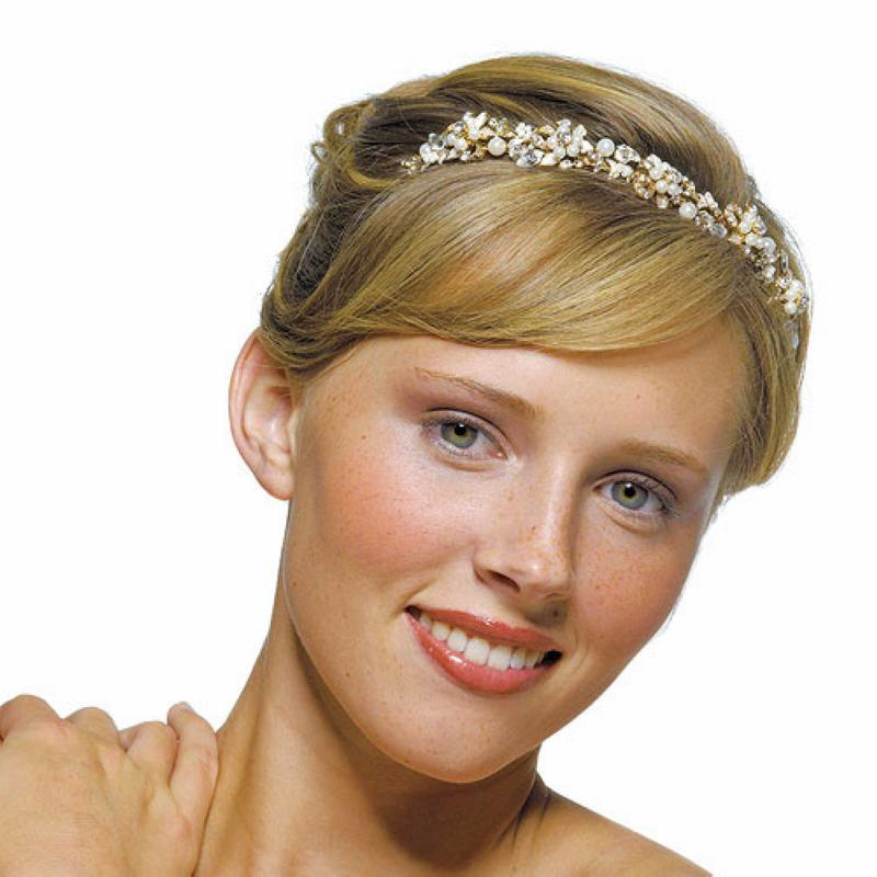 Wedding Garden Tiara in Gold with Ivory Pearls Wedding Wish
