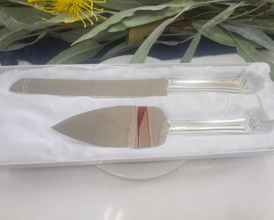 Wedding  Diamante Heart Cake Server Set Image 1