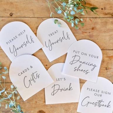 Wedding  Reception Table Signs - Guest Book, Wishing Well, Drinks x 6 Image 1