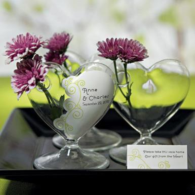 Wedding  Miniature Clear Blown Glass Heart Vase Image 1
