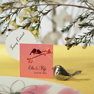 Wedding  Love Bird Card Holders with Brushed Silver Finish Image 1
