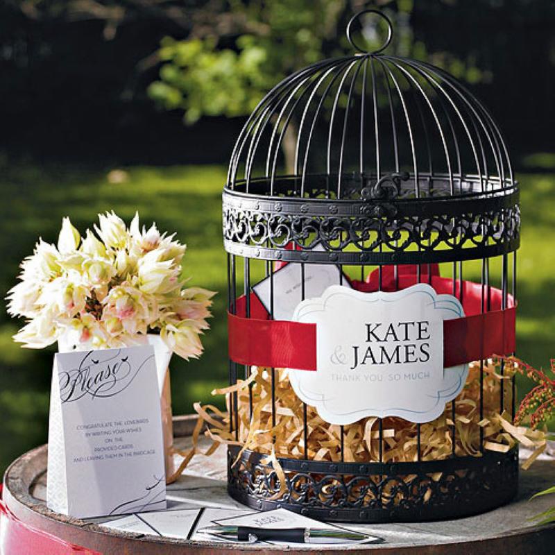 Wedding Classic Round Decorative Birdcage Black or Ivory Wedding Wish