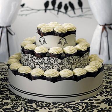 Wedding  Grand Display Tower for Cupcakes - Love Bird Damask Image 1