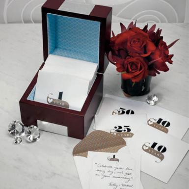 Wedding  Wooden Memory Note Box with Anniversary Stationery Image 1