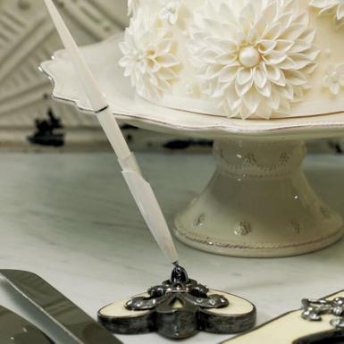 Wedding  Decorative Fleur De Lis Pen with Holder Image 1