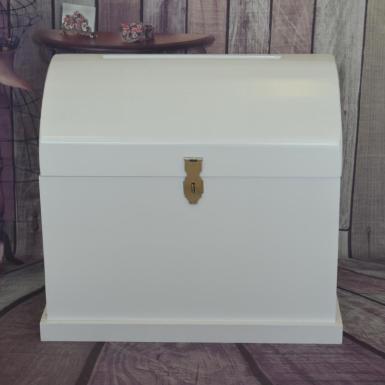 Wedding  Large White Wooden Treasure Chest Image 1