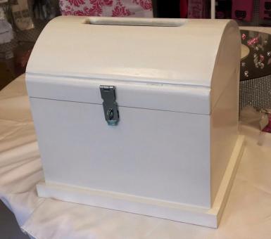 Wedding  Small White Wooden Treasure Chest - HIRE Image 1