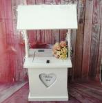 Timber White Wishing Well with Heart Detail - Hire image