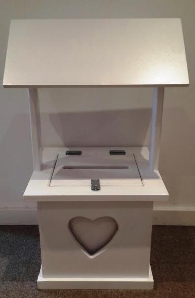 Wedding  Meg White Timber Wishing Well with Heart Detail - HIRE Image 1