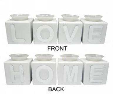 Wedding  Love/Home Block Tealight Candle Holders Image 1
