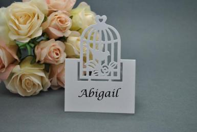 Wedding  Vintage Birdcage Laser Cut Place Cards x 20 - White or Ivory Image 1