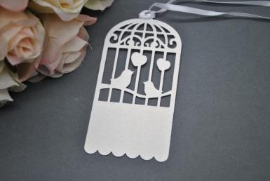 Wedding  Birdcage Laser Cut Tags with Ribbon x 20 Image 1