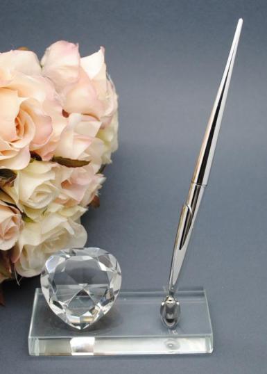 Wedding  Glass Pen Stand with Heart Image 1