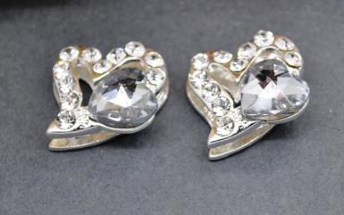 Wedding  Diamante Heart Slider Buckles x 2 Image 1