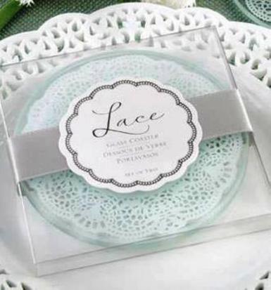 Wedding  Lace Glass Coasters Image 1