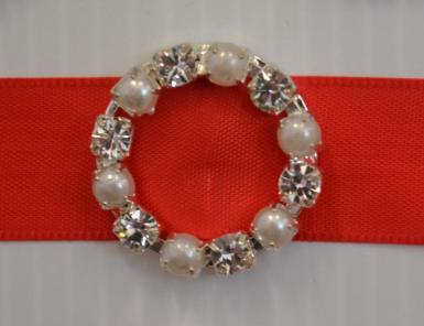 Wedding  Round Diamante and Pearl Buckle Large x 10 Image 1