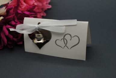 Wedding  Double Heart Bell Placecard Holders x 10 Image 1