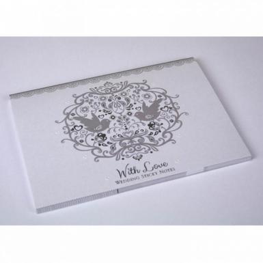 Wedding  Silver Embossed Love Birds Wedding Sticky Notes Image 1