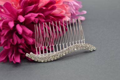 Wedding  Double Crystal Side or Veil Comb - 2 rows Image 1