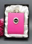 Hot Pink Leather Look Hip Flask image