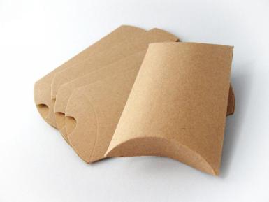 Wedding  Kraft Pillow Boxes - 9cm x 7cm x 10 boxes Image 1