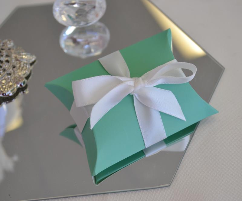 Wedding Robins Egg Aqua Blue Pillow Boxes 9cm x 7cm x 10 pieces