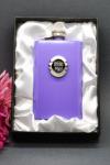 Slim Mauve Hip Flask with Badge image