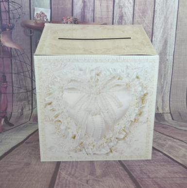 Wedding  Vintage Lace Design Cardboard Wishing Well Card Box Image 1