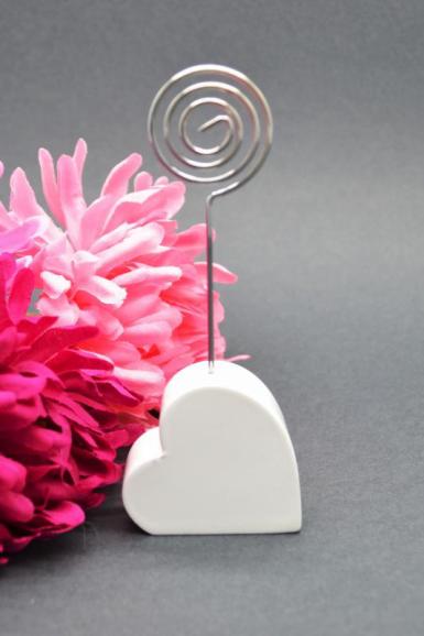Wedding  Resin Heart Placecard Holder - White or Silver Image 1