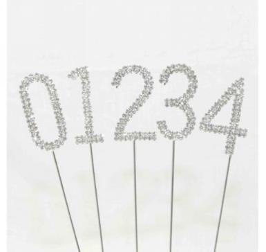 Wedding  Diamante Numbers Cake Picks Image 1