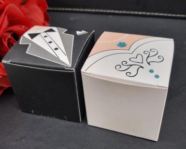 Wedding  6cm Bride and Groom Favour Box x 10 Image 1