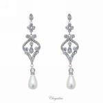 Vintage Inspired Pearl and Cubic Zirconia Earrings image
