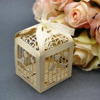 Wedding  Birdcage Laser Cut Favour Boxes Cream  x 20 Image 1