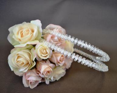 Wedding  Stefana Crystal and Diamante Bride and Groom Crown x 2 Image 1